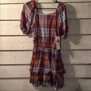 Rare Editions Multicolor Plaid Mini Dress